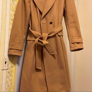 Women Brown Wrap Coat/ No Pocket